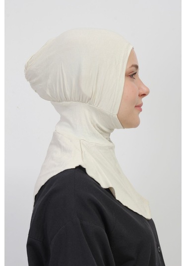 Pratik Esnek Likralı Boyunluklu Geçmeli Bone Krem