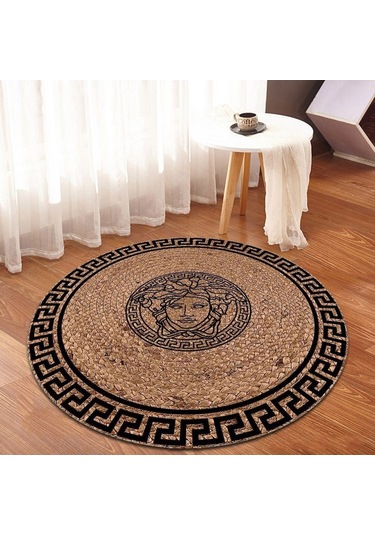 Jüt Yuvarlak Hasır Halı Yolluk Salon Oda Mutfak Halısı Ks-1025