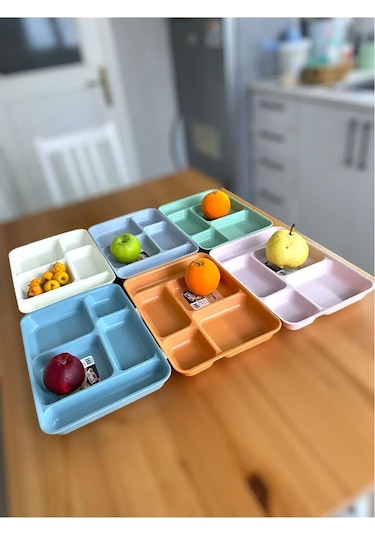 Reis Home 6 Adet Tabldot 5 Bölmeli Lüks Plastik Piknik