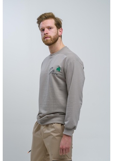 Celtics Önü Ve Arkası Baskılı Düşük Omuz Unisex Bisiklet Yaka Swe