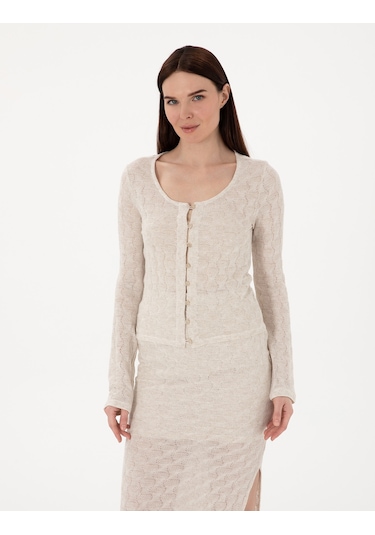 Pierre Cardin Kadın Krem Hırka Örme 50301371-vr071 Krem