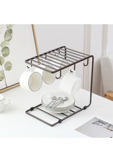 Tenfowee Beyaz Mutfak Organizer: Çok Amaçlı Bardak Ve Fincan Tutucu, Demir Yapı, 24.5x15x23cm Beyaz