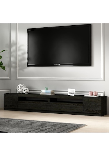 T008 Arya Işıklı Tv Sehpası Set Ahşap Siyah - Siyah Siyah