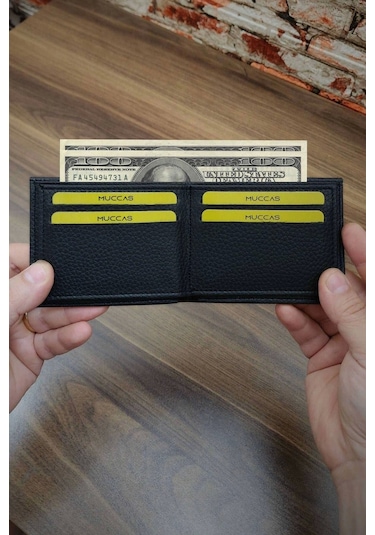 Erkek Cüzdan Klasik Model 10 Kart Cepli Modern Tasarım Siyah Renk Siyah