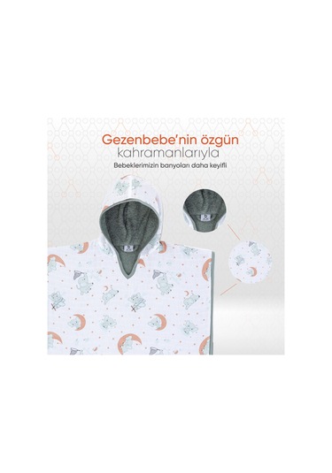 Gezenbebe Hero Desenli Müslin Ve Havlu Bebek Çocuk Pançosu 001