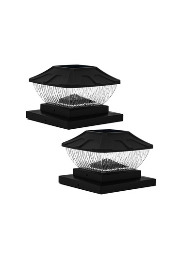 Açık Su Geçirmez Güneş Pillar Işık Veranda Bahçe Çit Siyah