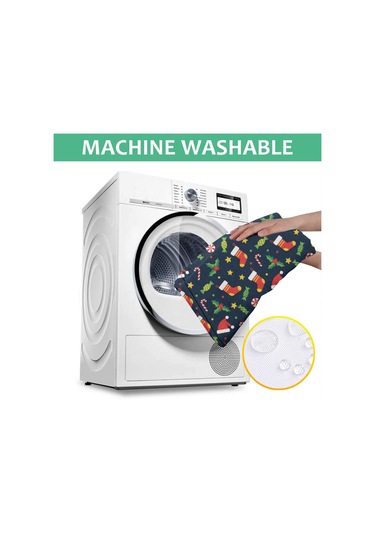 Noel Desenli Dikdörtgen Masa Örtüsü 60x84 İnç, Su Geçirmez Ve Leke Tutmaz Noel Çorap Şeker