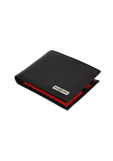 Bay Pablo V80 Siyah-Kırmızı Hakiki Deri Erkek Cüzdan Kırmızı
