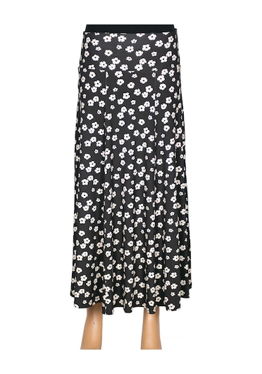 Barem Kadın Arzu Korsajlı 6 Parçalı Serpme Papatyalar Siyah Etek Siyah