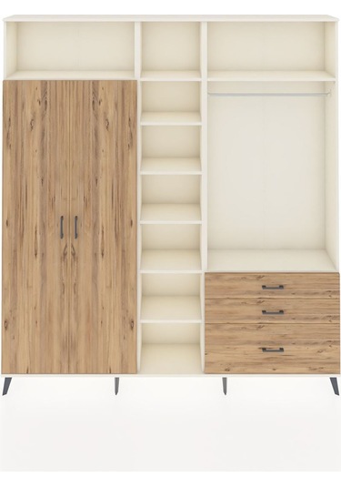 Arges Dolap 9 Raflı 3 Çekmeceli 2 Askılı 220x30x243 Aytaşı-çam/çam Atlas Çam/atlas Çam