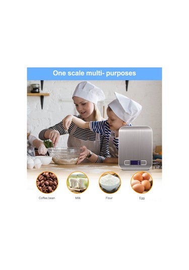 Dijital Mutfak Tartısı 10kg Ölçüm Aralığı, Pişirme Ve Fırınlama İçin G Lb Oz Ml Kg Süt Ml Paslanmaz Çelik Şarj Edilebilir Gümüş