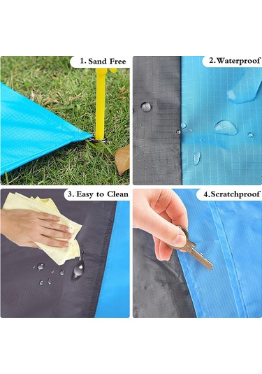 Lemestar 210t Poliester Mavi Gradyan Piknik Döşemi - Su Ve Kum Dayanıklı, 210x200cm, Taşınabilir, Çadır/acil Kullanım, Piknik/kamp/plaj İçin Mavi