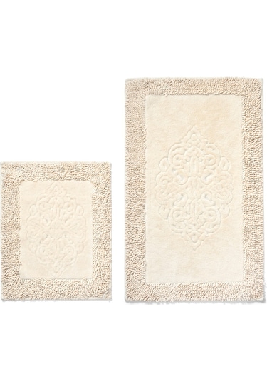 Tiffany 2'li Pamuklu Klozet Takımı, Vizon Banyo Paspas Seti 60 x 100 / 50 x 60 CM Vizon