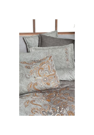 Burgonya Fancy Poplin Nevresim Takımı Çift Kişilik Oranj Turuncu