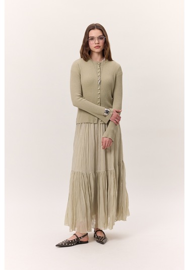 Crush Piliseli Uzun Etek Adaçayı Adaçayı Yeşil