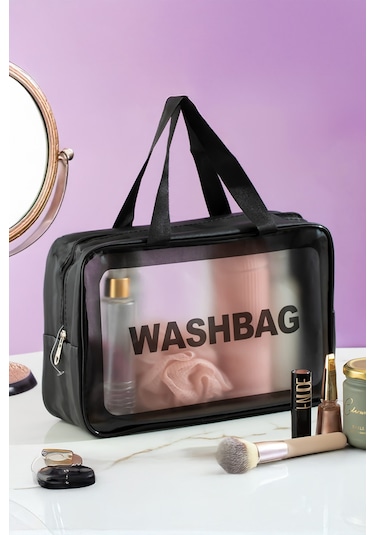 Porsima 3142 Şeffaf Seyahat Ve Makyaj Çantası Su Geçirmez Organizer Washbag 20x30cm