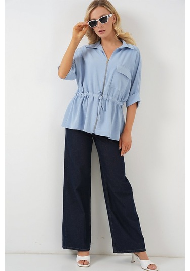 Gülsüm Aydın Fermuarlı Gömlek 0721 - Mavi Mavi