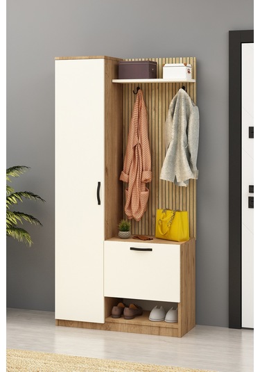 Lora Portmanto Tek Kapılı Vestiyer Ayakkabılık Meşe-aytaşı Meşe Aytaşı