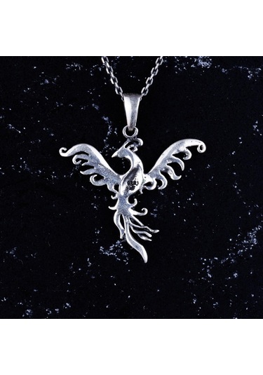 925 Ayar Gümüş Anka Kuşu Kolye Ucu - El Yapımı Yeniden Doğuş Ve Dönüşüm Sembolü Gümüş