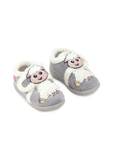 Gezer Kız Çocuk Bebe Cırtlı Ayarlanabilir Günlük Okul Kreş Panduf Ayakkabı Gri