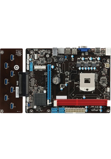 Esonic QS8-BTC Combo Intel Celeron Işlemcili HM65 1600 MHz DDR3 Soket 988 ATX Mining Anakart