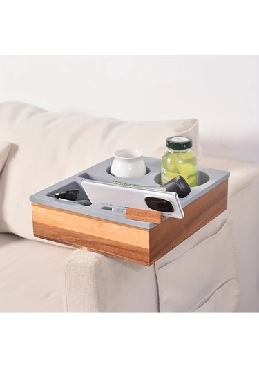 Trendooze Gaojunshop01 Beyaz Dökülme Önleyici Tv Tepsisi, Telefon Ve Bardak Askılı Beyaz