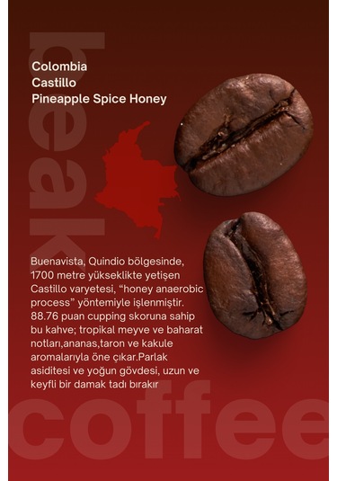 Colombia Pineapple Spice Çekirdek Kahve 250 Gr , %100 Arabica Çekirdek Kahve