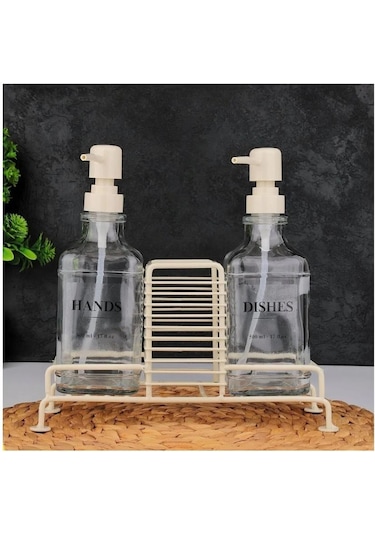 Mien 2 Li Standlı Sıvı Sabunluk Ve Deterjanlık Krem 2116420-w Şeffaf