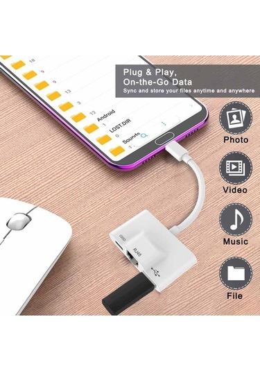 Ebitda Usb C Rj45 Ethernet Hub, Video Adaptörü, Type-c Otg, Hd Video, Kamera Ve Şarj, İphone Ve İpad Uyumlu