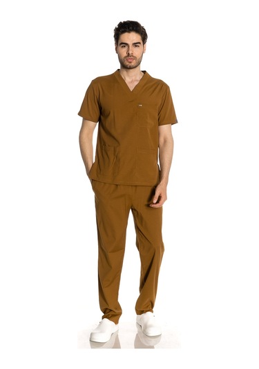Unisex Likralı Hardal Renkli Scrubs