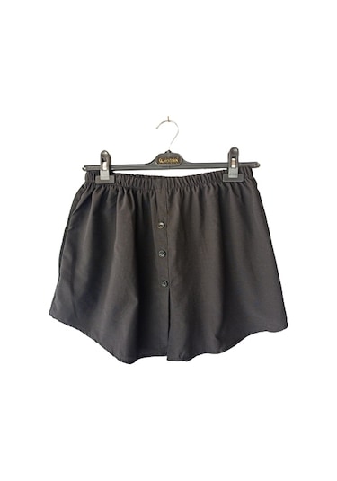 Kadın Tesettür Yarım Etek Gömlek Siyah