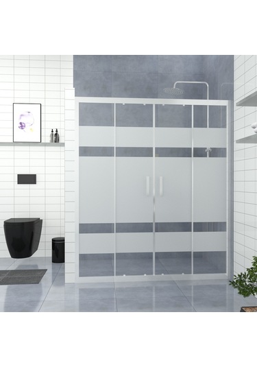 Tekno Duş Silver Castor 6mm Kumlamalı Cam Orta Açılır 2 Sabit 2 Açılır İki Duvar Arası Duşakabin Diğer