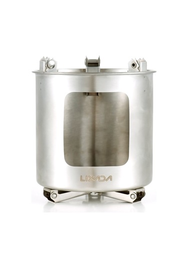 Kosona 201 Çelik Güneşli Odun Fırını, Kamp, Yürüyüş, Piknik İçin Dışarıda Pişirme, Yakıt Gerektirmeyen 16x16x17cm Gümüş