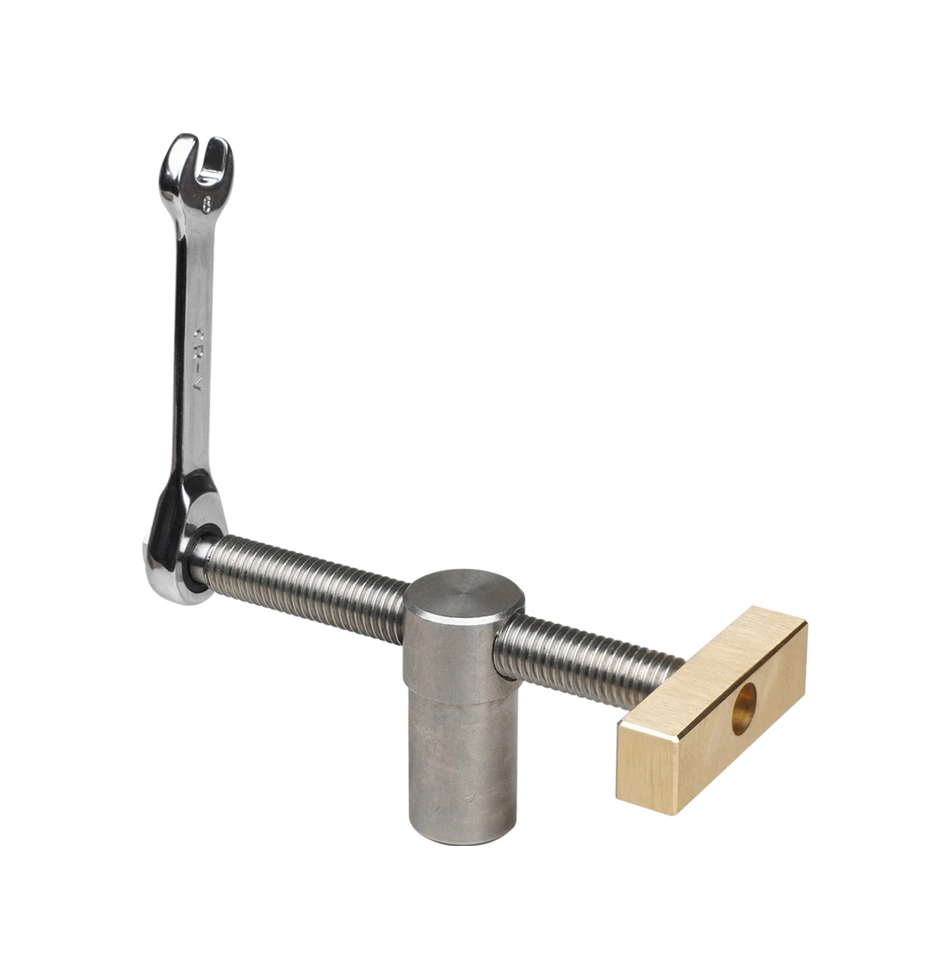 Folinda Ahşap İşleri İçin Masa Üstü Vis Kayış Bloku - Bakır Ve Paslanmaz Çelik - 8mm Ratchet Anahtarlı - 20mm Çaplı Masalık Uyumlu