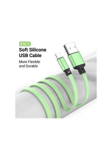 Singree 3'ü 1 Arada Hızlı Şarj Kablosu - Lightning/type-c/micro Usb - 120cm Esnek Silikon
