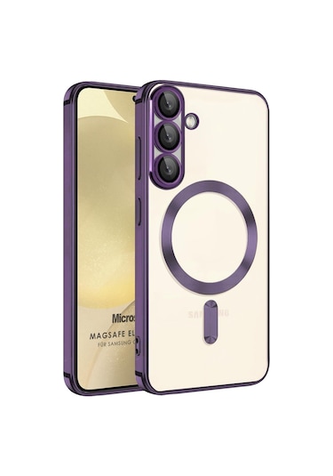 Microsonic Samsung Galaxy Uyumlu A37 Kılıf Magsafe Luxury Electroplate Mor -