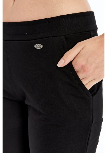 Axxel Kadın Kapri Siyah Büyük Beden Eşofman Altı K-225 Siyah