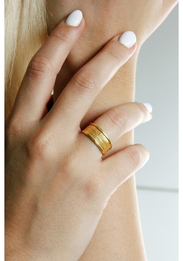 Argentum Concept - Altın Kaplama Gümüş Hasır Yüzük - Y010701