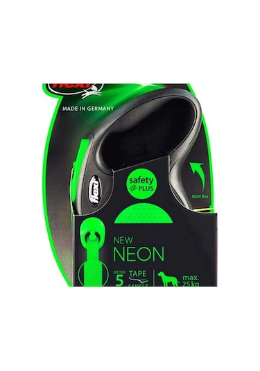 Flexi New Neon Otomatik Yeşil Şerit Gezdirme Large 5 Mt