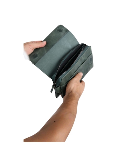 Mft Leather Hakiki Deri Unisex El Çantası Boliva 9874 Tiguan Haki