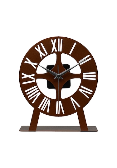 Roma Model Metal Lazer Kesim Akar Sessiz Mekanizmalı Masa Saati Bakır