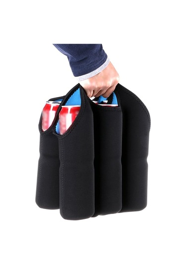 1'li Set - Yalıtımlı Neopren Şarap Soğutucu Çanta + 6'lı Paket Bira Su Bidonu Taşıma Çantası, Mor Çok Renkli