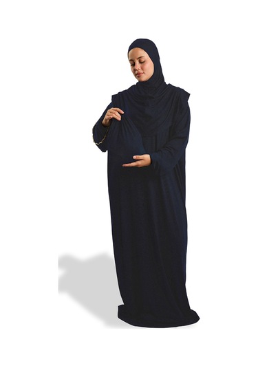 Tek Parça Namaz Elbisesi Viskon Düz 2503 02 Lacivert