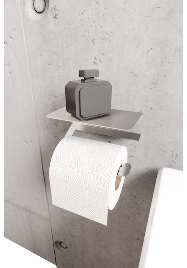 Zift Unique Paslanmaz Çelik Tuvalet Telefon Raflı Kağıdı Askısı