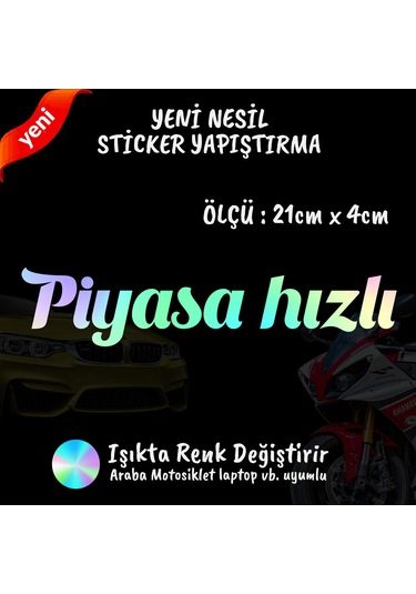 Piyasa Hızlı 2 Adet Hologram Sticker - Modifiye Etiket Yazı