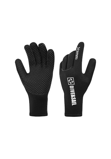 3mm Dalış Eldivenleri Kalınlaştırılmış Sıcak Kaymaz Kurtarma Eldivenleri Yelken Sörf Dalış Ekipmanı Eldivenleri Siyah L