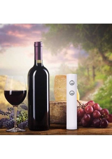 Fortunelane Beyaz Şarap Açıcı + Kağıt Kesici, 4 Aa Pil İle, Hızlı Mantar Açma, Siyah Abs Malzeme Pil Dahil Değil Siyah