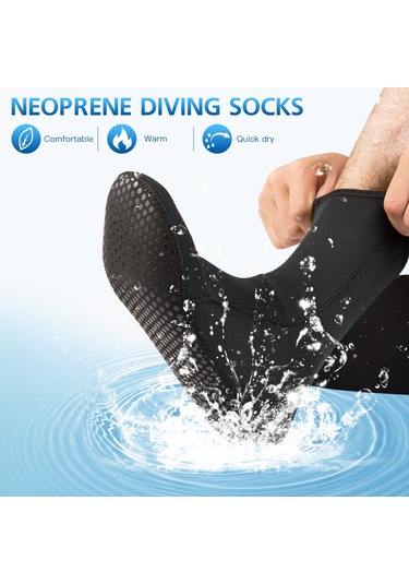 Springsun Kalın Neopren Malzemeden Yapılmış, Ayarlanabilir Bilek Kayışlı Su Sporları Çorabı Siyah