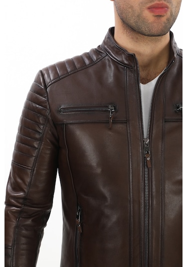 New Zaya Leather Erkek Biker Deri Ceket -