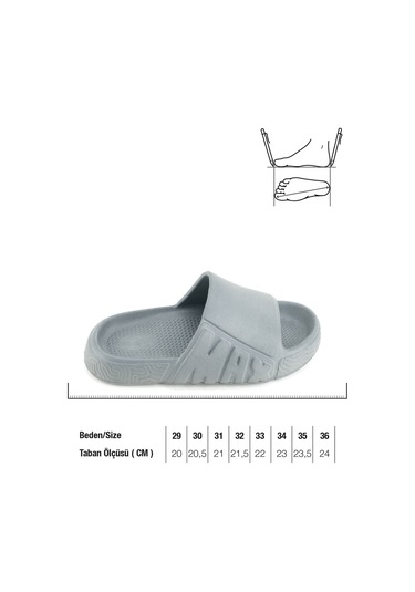 Gezer Yazlık Erkek Çocuk Eva Islak Zemine Uygun Ev Bahçe Banyo Havuz Terlik Gri